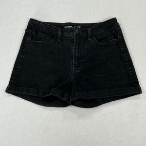 Old Navy Womens High Rise Wow Denim Shorts Black Cuffed Size 10 Stretch Summer